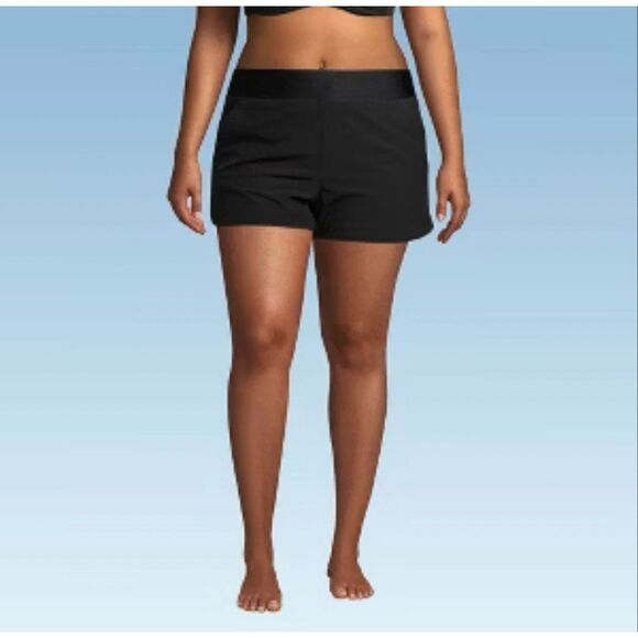 Lands End Black Swim Board Shorts Size Large New - Picture 1 of 7
